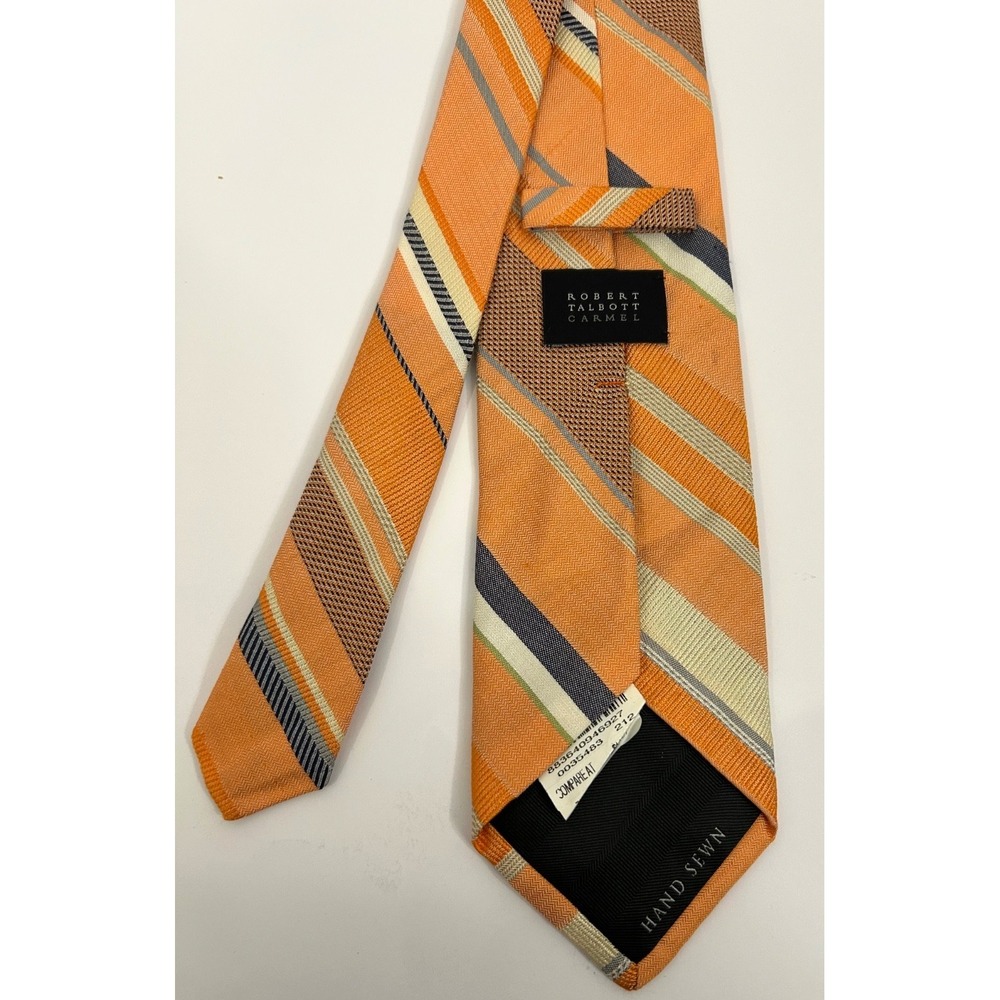 Robert Talbott Carmel Paisley 100% Silk Tie Hand‎ Sewn Orange Stripe